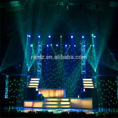 Fabric led wedding stage backdrop decoration/folding star led curtain/rgb color led light